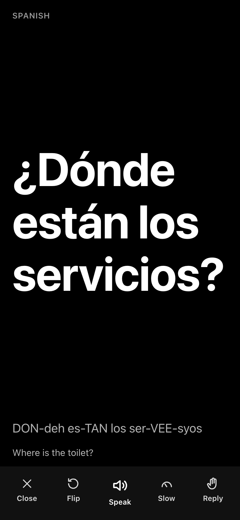 Large Spanish phrase in Show mode